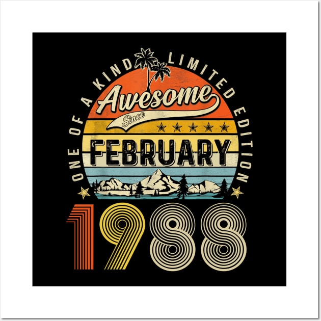 Awesome Since February 1988 Vintage 35th Birthday Wall Art by Red and Black Floral